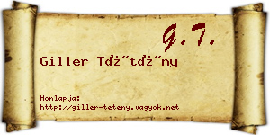 Giller Tétény névjegykártya